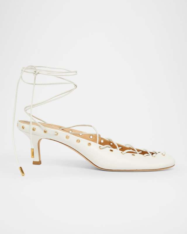 Ghiles Leather Ankle-Wrap Pumps